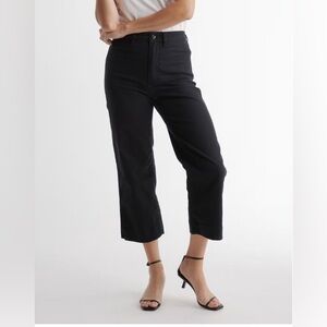 Quince Organic Stretch Cotton Twill Wide-Leg Crop Pants in Black size 28